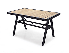 Ahsap görünümlü metal masa 6 kişilik suntalem